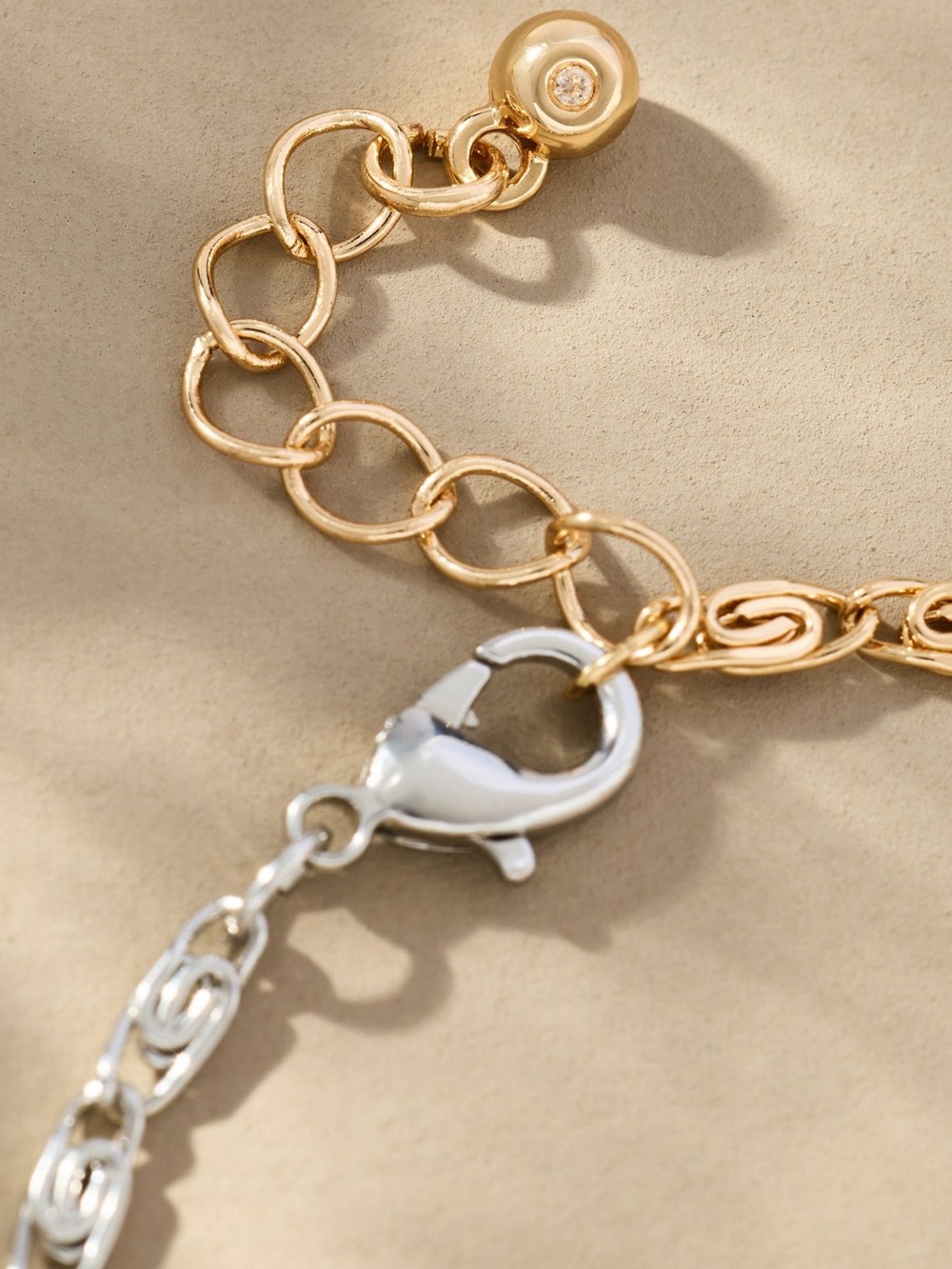 Anthropologie Two-Tone Gold & Silver Link Bracelet Steel NEW - Picture 3 of 5
